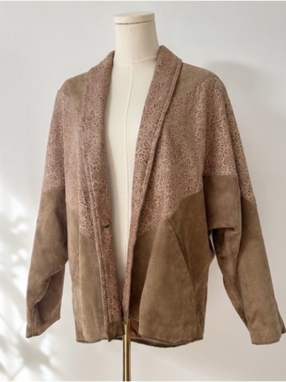 Vintage Suede & Leather Draped Jacket